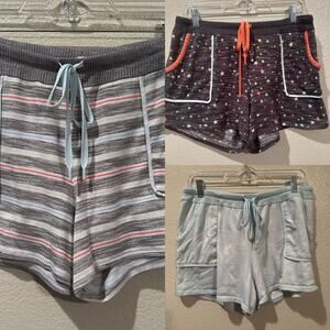 BUNDLE Sweet Treasures 3 pairs of sleep shorts stars strips & solid sz L